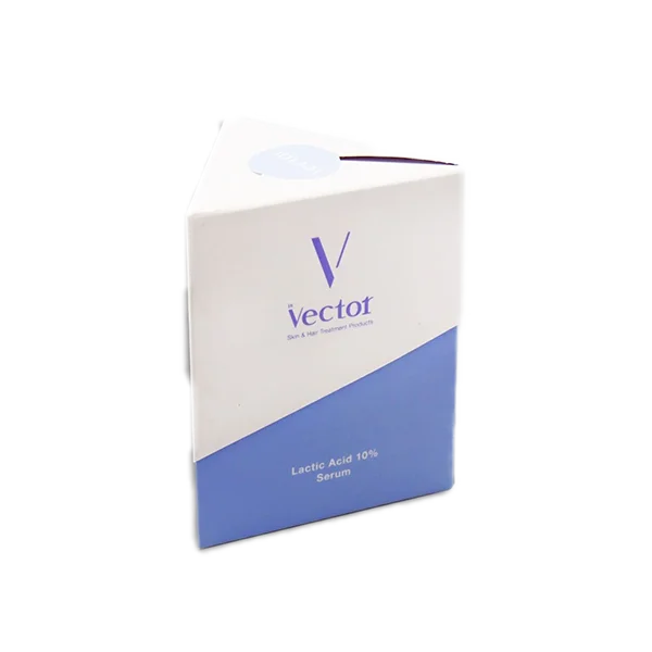 سرم لایه بردار لاکتیک اسید 10% وکتور عبارت از لایه برداری ملایم و بازسازی کننده پوست ونرم کننده و روشن کننده پوست بهبود ناهمواری ها و لک های پوست