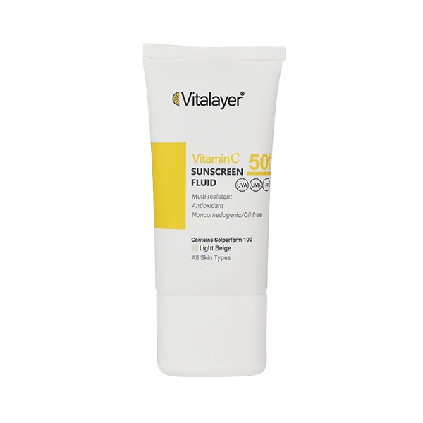 vitalayer-VitaminC-sunscreen-light-beige (1) ضدآفتاب روشن کننده ویتامین سی نچرال بژ ویتالیر - تصویر 1